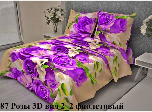 Постельное белье БЯЗЬ ЭКОНОМ дизайн Розы 3D фиолетовый